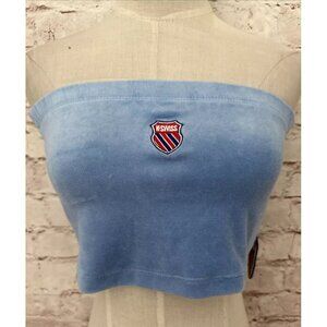 K Swiss X Forever 21 Velvet Velour Tube Top Light Blue Strapless Size Small NEW